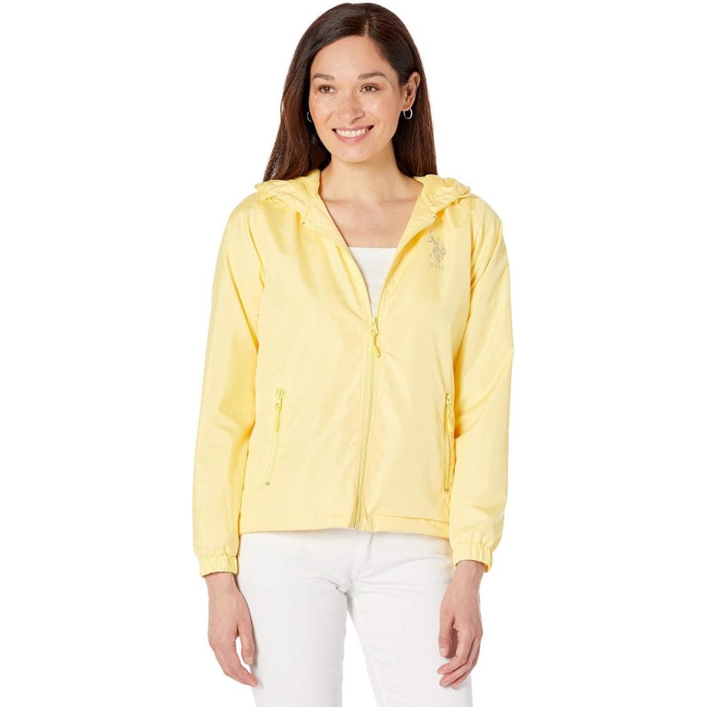 image:imageUS Polo Assn Womens Uspa Hooded Colorblocked Windbreaker Mesh LiningSunshine