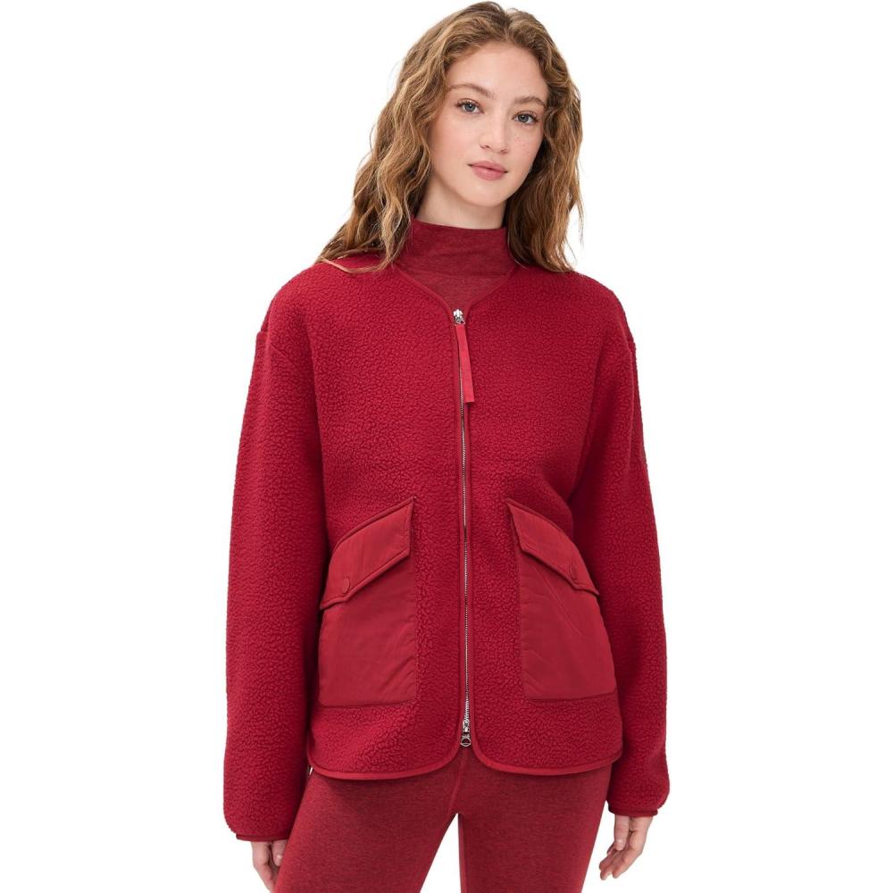 image:imageVarley Womens Marina Collarless Fleece JacketRed Dahlia