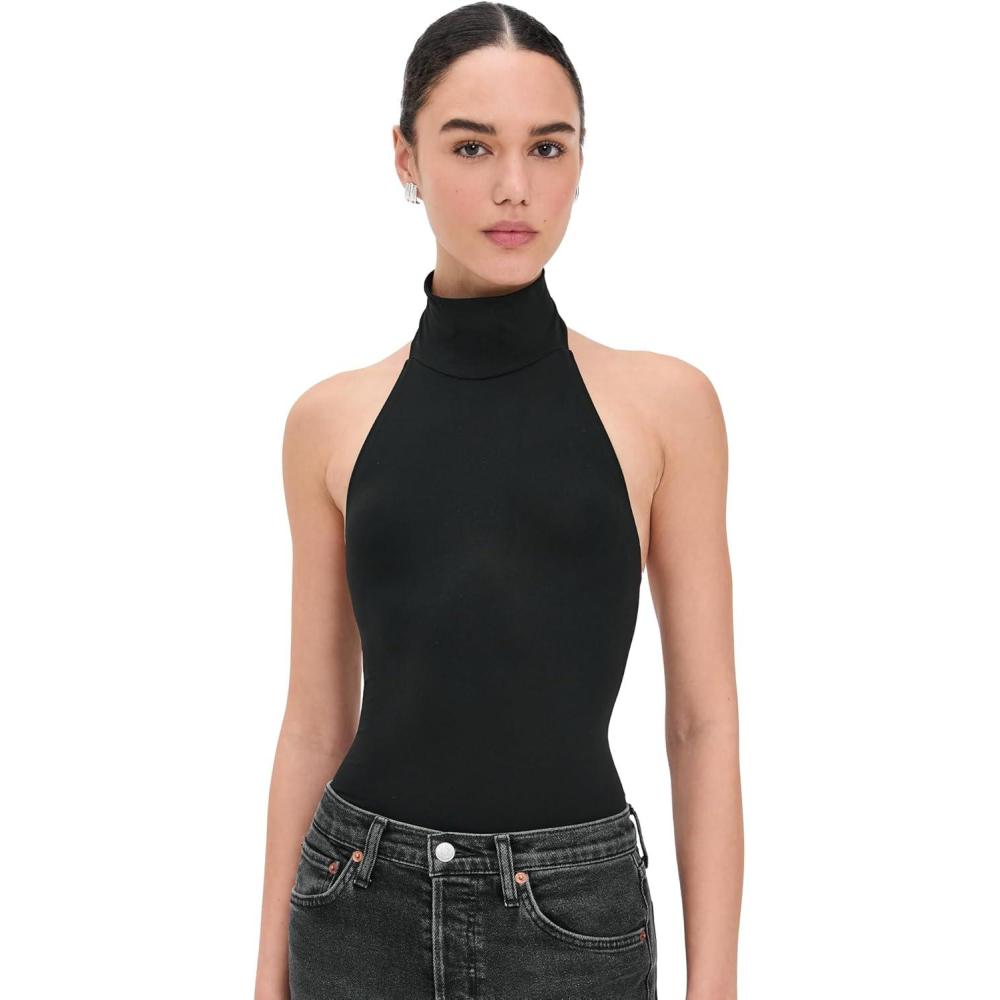 image:imagecommando Womens Ballet Turtleneck Halter Thong BodysuitBlack