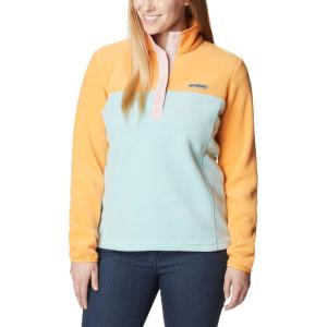 Columbia womens Benton Springs 1/2 Snap Pullover(Aqua Haze/Sunset Peach/Dusty Pink)
