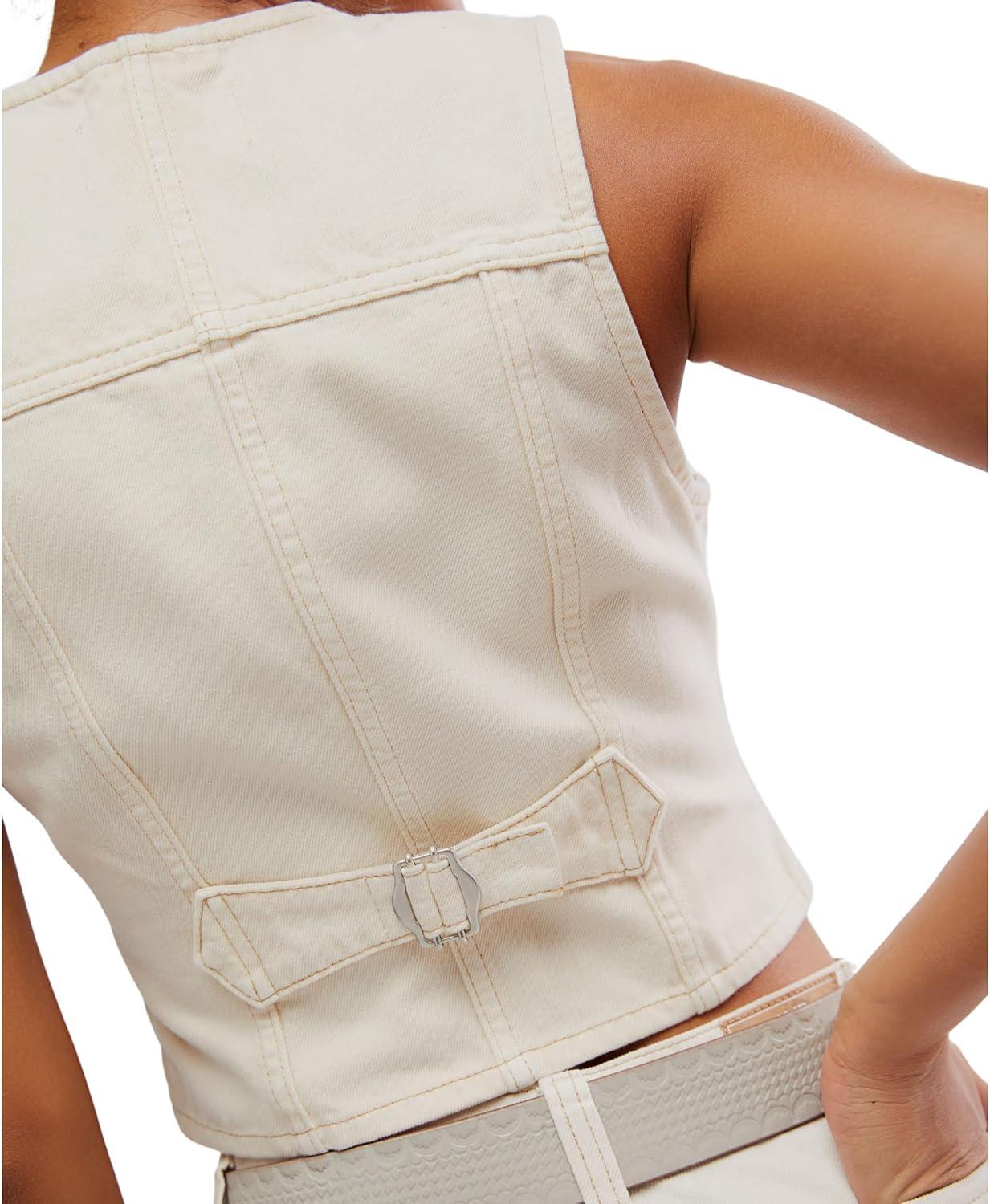 image:imageFree People Womens Tate Denim Vest Ecru XLarge
