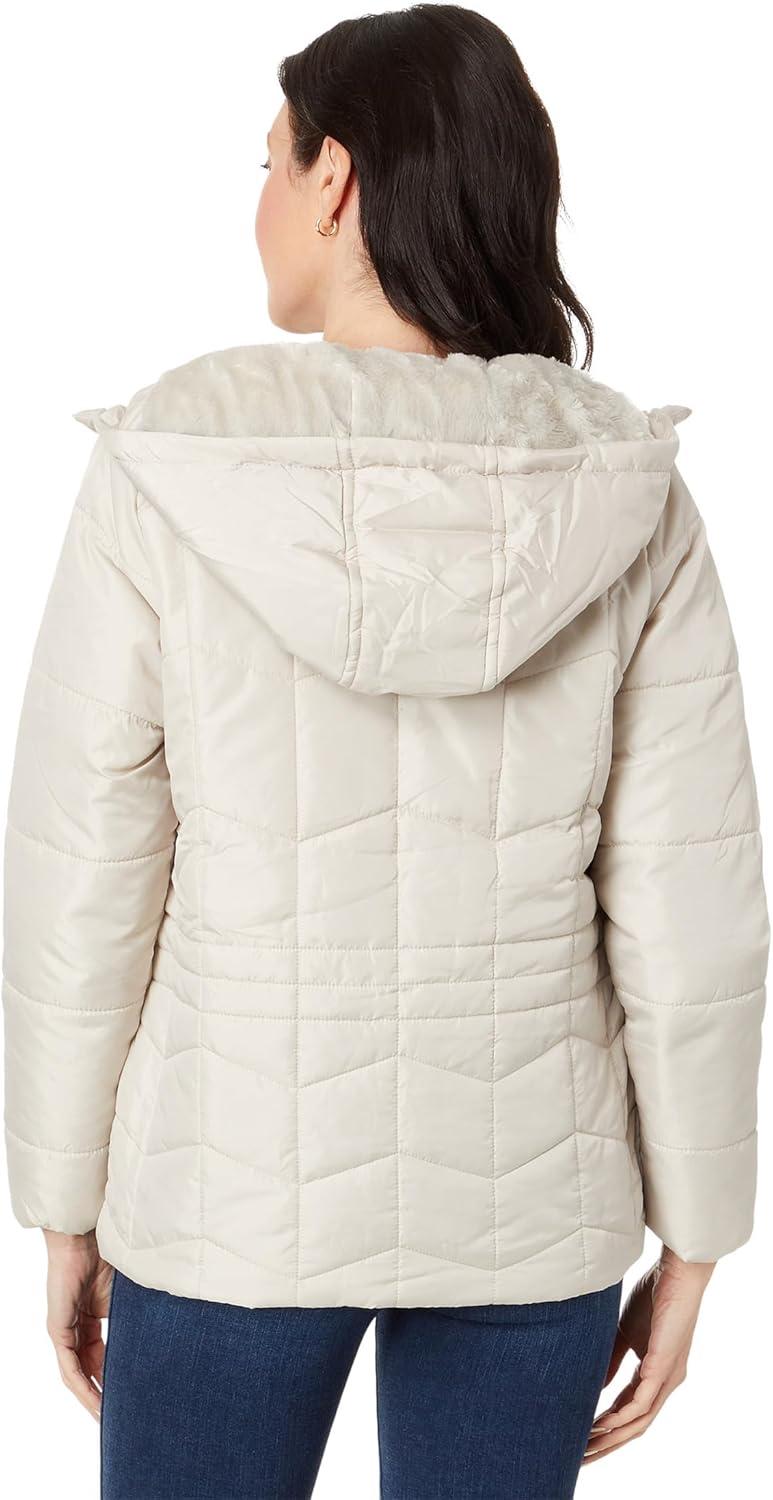 image:imageUS POLO ASSN Mixed Quilting Hooded Puffer with Cozy Faux Fur LiningWinter Pearl