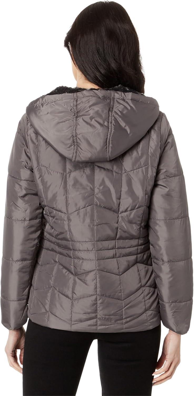 image:imageUS POLO ASSN Zigzag Wave Cozy Faux Fur Lining Hooded Quilted PufferCastle Rock