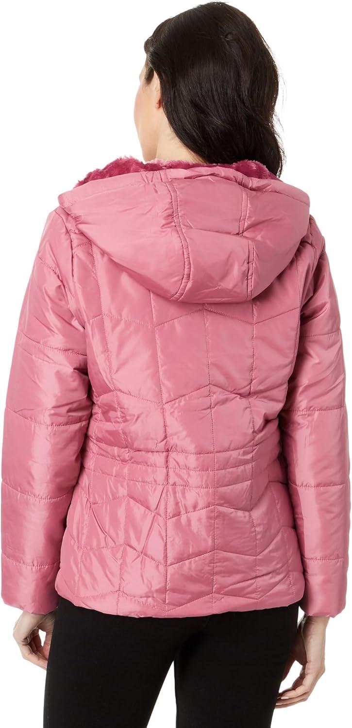 image:imageUS POLO ASSN Zigzag Wave Cozy Faux Fur Lining Hooded Quilted PufferOxford Rose