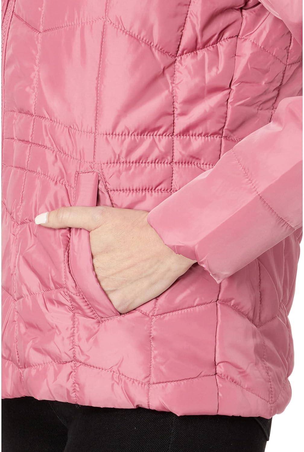 image:imageUS POLO ASSN Zigzag Wave Cozy Faux Fur Lining Hooded Quilted PufferOxford Rose