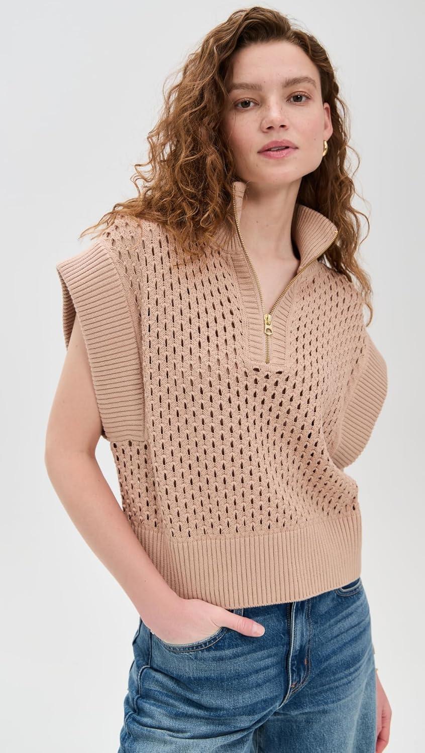 image:imageVarley Womens Gaines Half Zip Knit SweaterLight Taupe