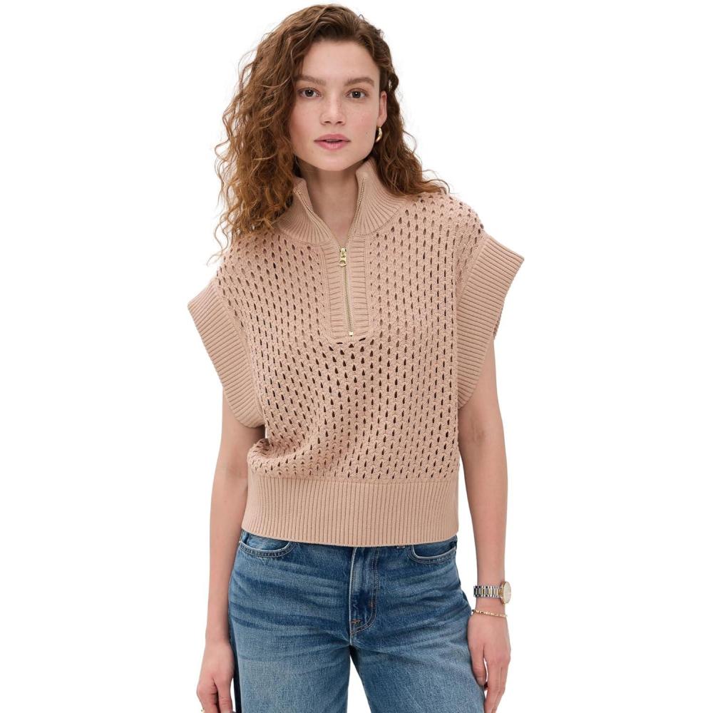 image:imageVarley Womens Gaines Half Zip Knit SweaterLight Taupe