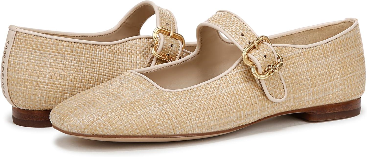 image:imageSam Edelman Womens MichaelaMary Jane FlatBleached Beechwood Weave