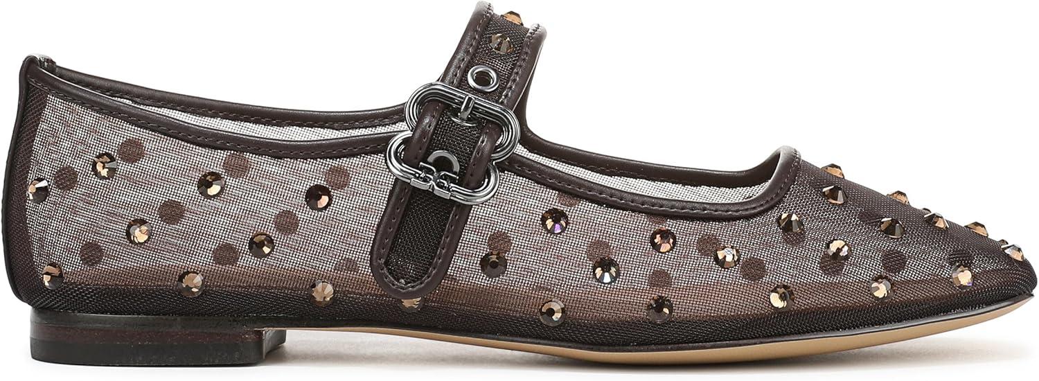 image:imageSam Edelman Womens MichaelaMary Jane FlatCaf Noir Glitz Mesh