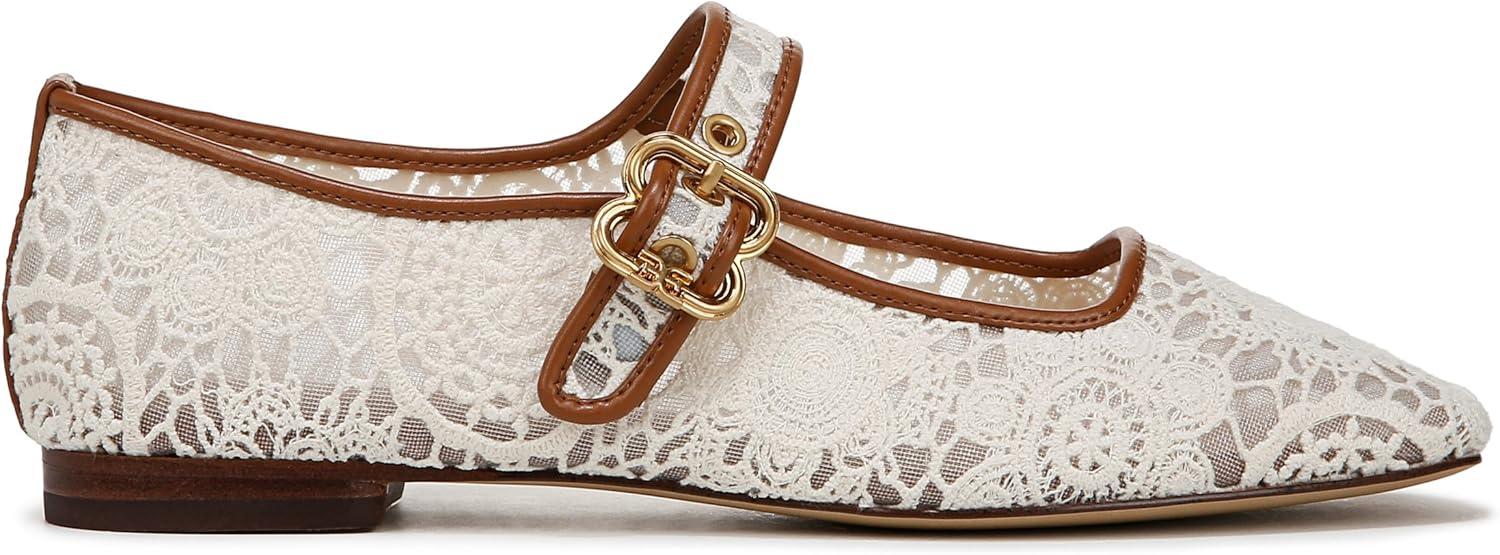 image:imageSam Edelman Womens MichaelaMary Jane FlatNatural Floral Crochet