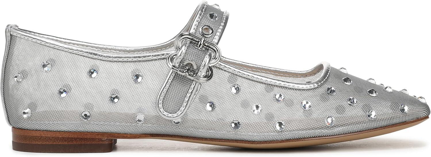 image:imageSam Edelman Womens MichaelaMary Jane FlatSoft Silver Glitz Mesh