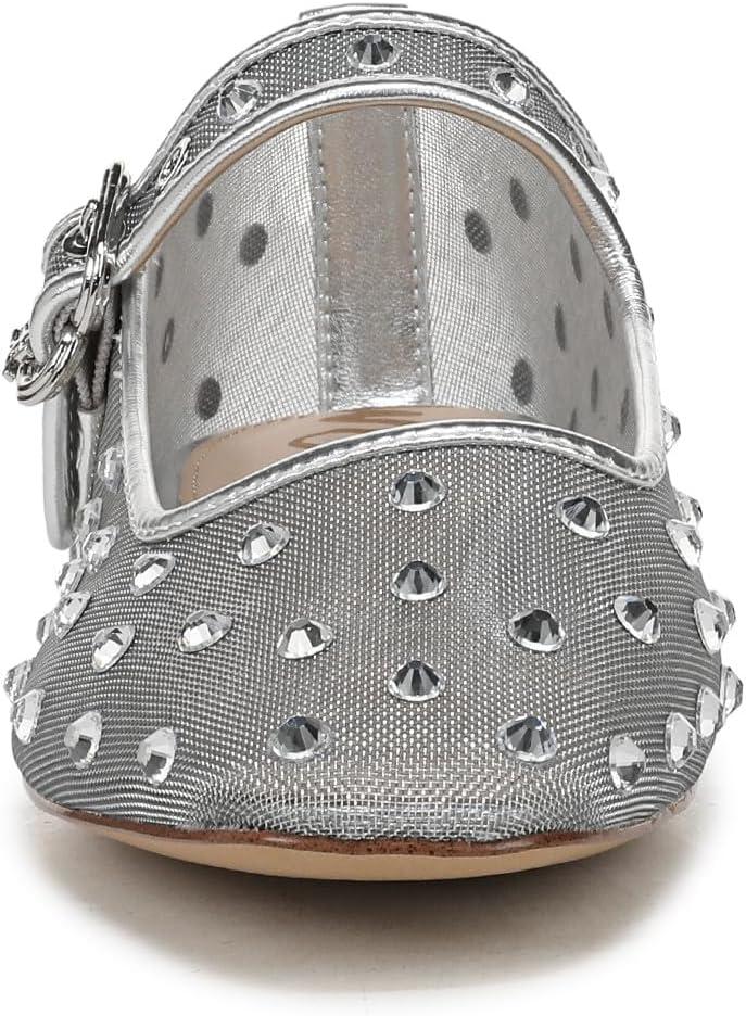 image:imageSam Edelman Womens MichaelaMary Jane FlatSoft Silver Glitz Mesh