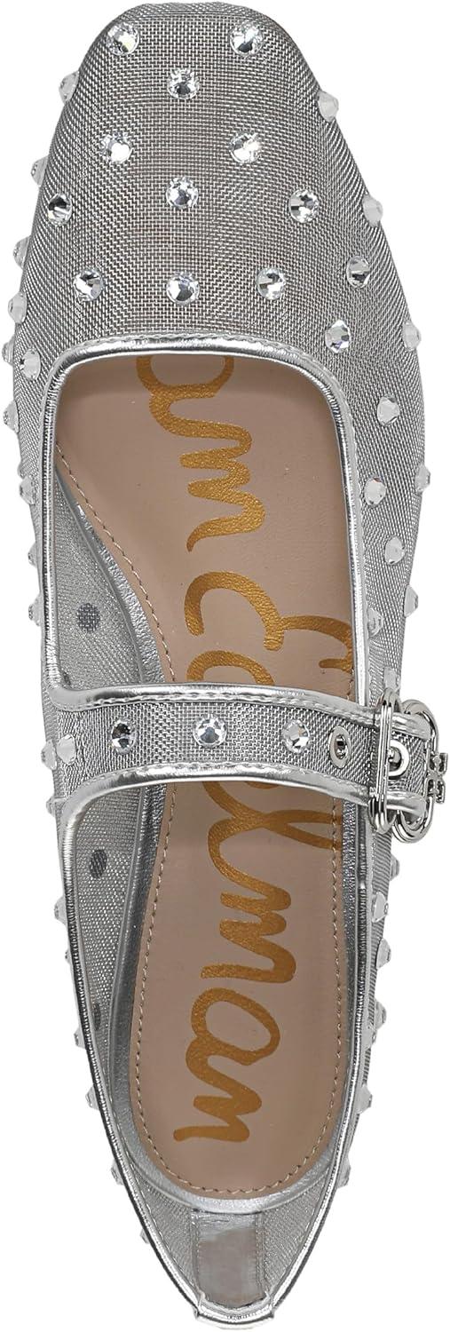 image:imageSam Edelman Womens MichaelaMary Jane FlatSoft Silver Glitz Mesh