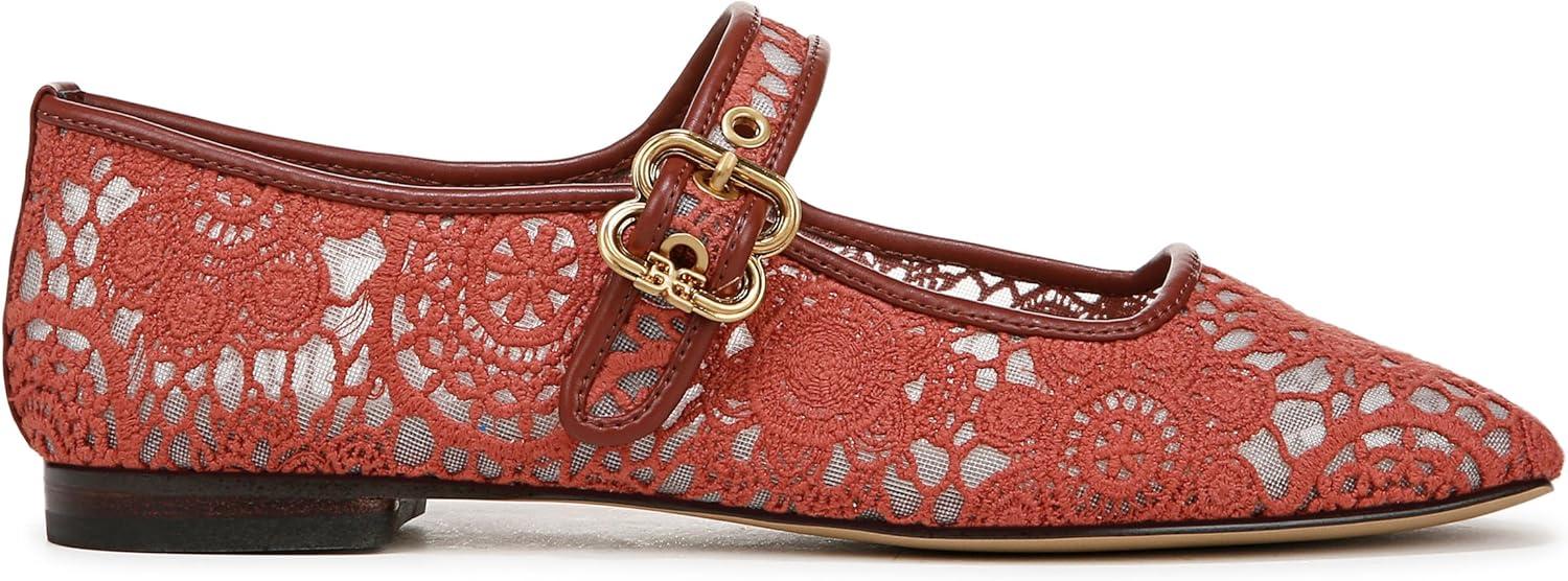 image:imageSam Edelman Womens MichaelaMary Jane FlatWarm Sienna Floral Crochet