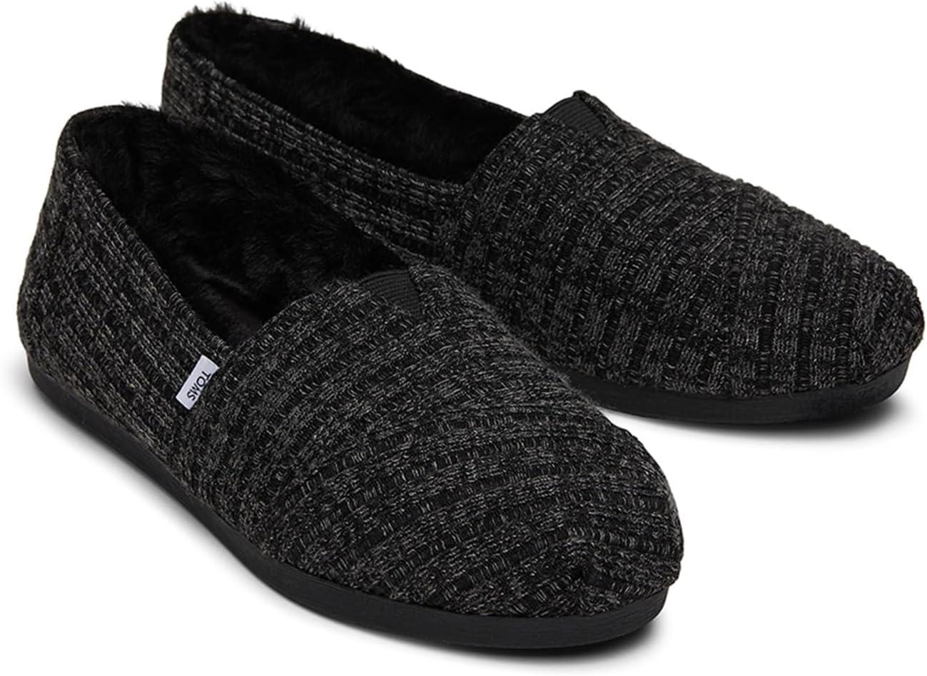 image:imageToms Womens Alpargata Cloudbound 10019691Black Rib Knit and Faux Fur