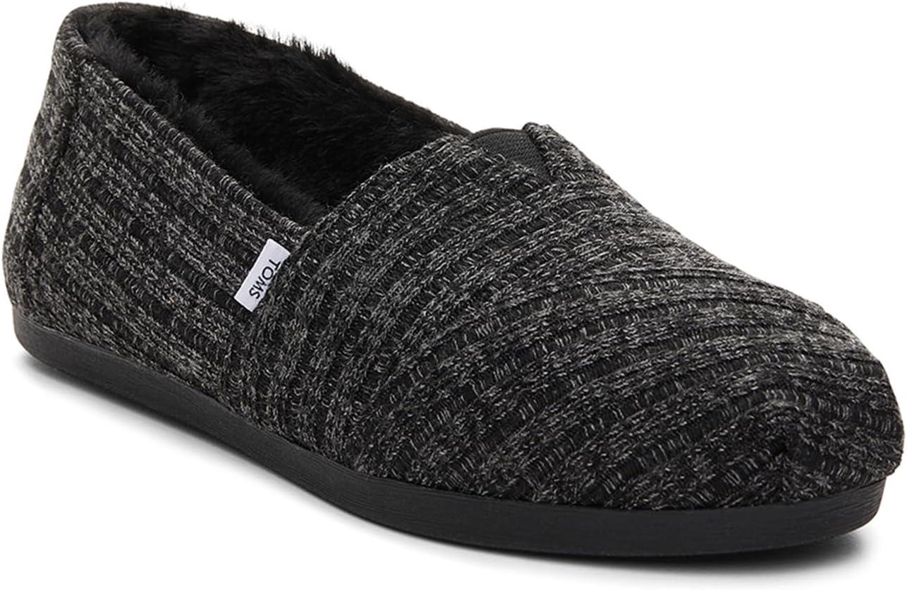 image:imageToms Womens Alpargata Cloudbound 10019691Black Rib Knit and Faux Fur