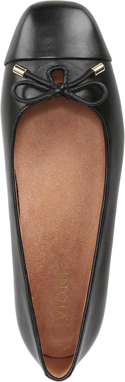 image:imageVionic Womens Klara Ballet Flat Cameo Rose LeatherBlack Leather