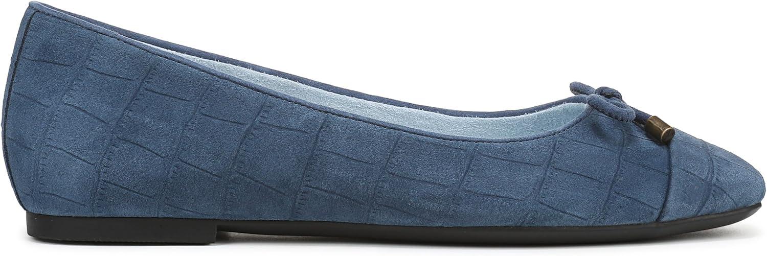 image:imageVionic Womens Klara Ballet Flat Cameo Rose LeatherDark Denim Croc Suede