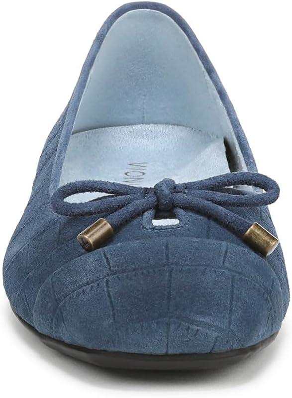 image:imageVionic Womens Klara Ballet Flat Cameo Rose LeatherDark Denim Croc Suede