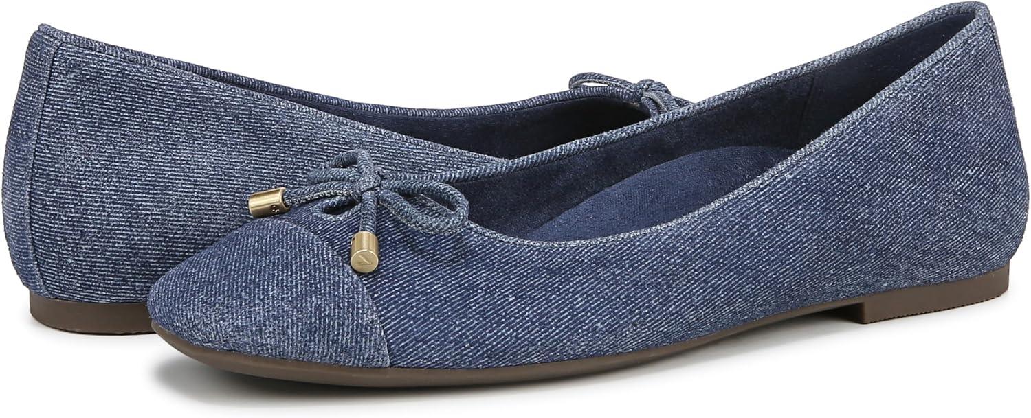 image:imageVionic Womens Klara Ballet Flat Cameo Rose LeatherDenim Blue Suede