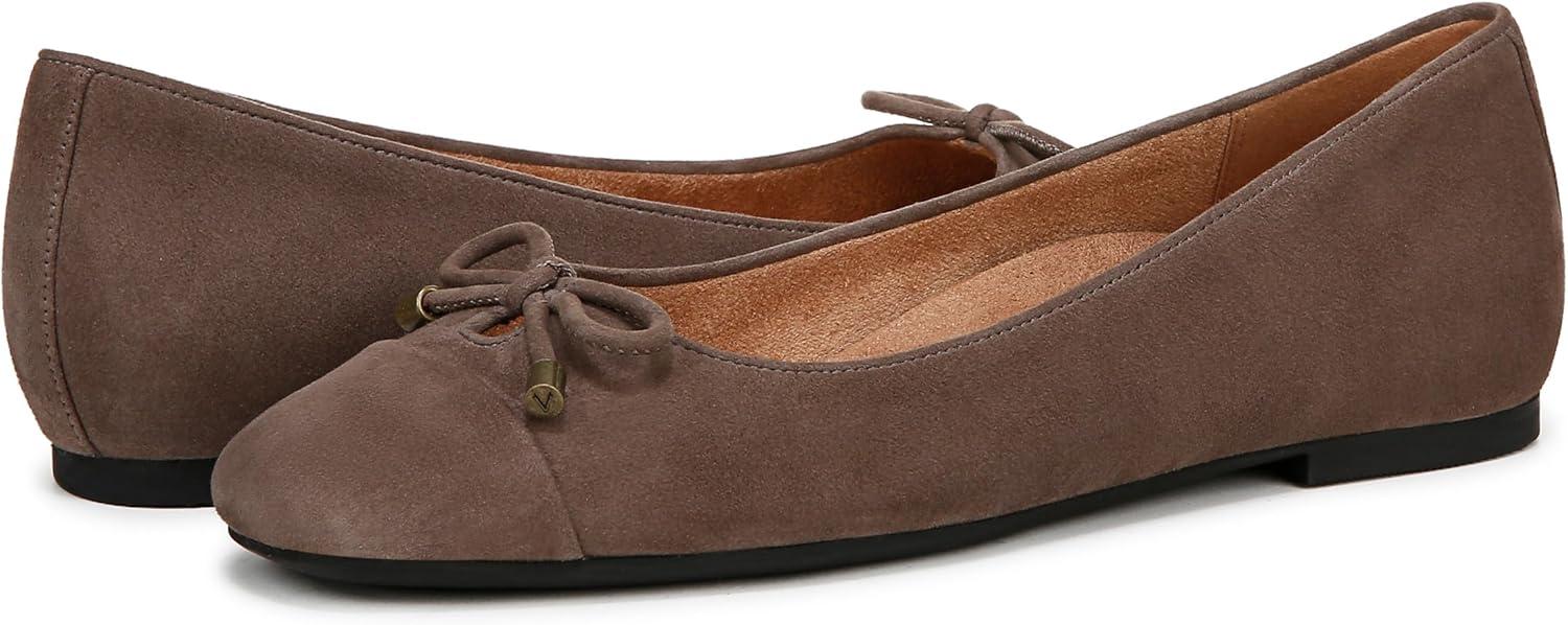 image:imageVionic Womens Klara Ballet Flat Cameo Rose LeatherDriftwood Suede