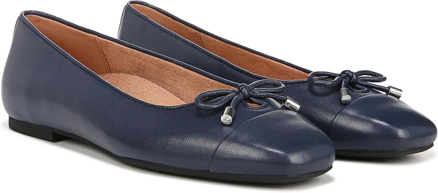 image:imageVionic Womens Klara Ballet Flat Cameo Rose LeatherNavy Nappa Leather
