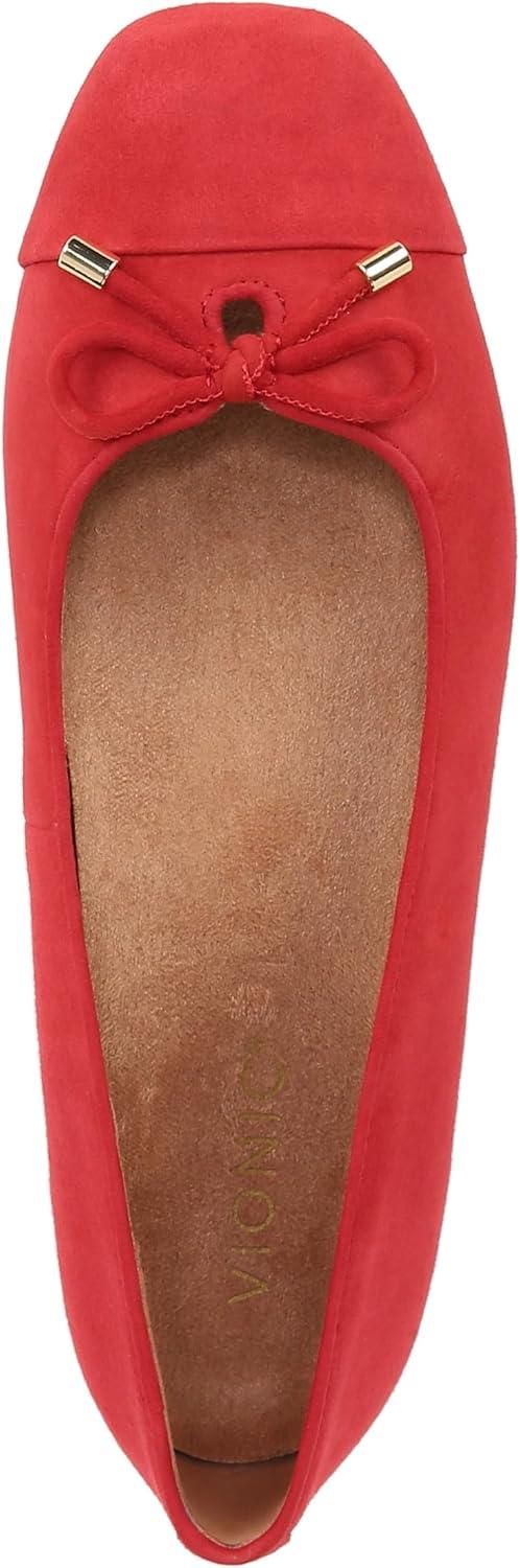 image:imageVionic Womens Klara Ballet Flat Cameo Rose LeatherRed Suede