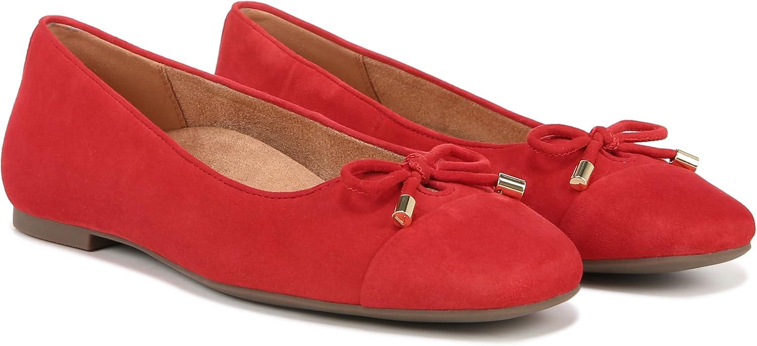 image:imageVionic Womens Klara Ballet Flat Cameo Rose LeatherRed Suede
