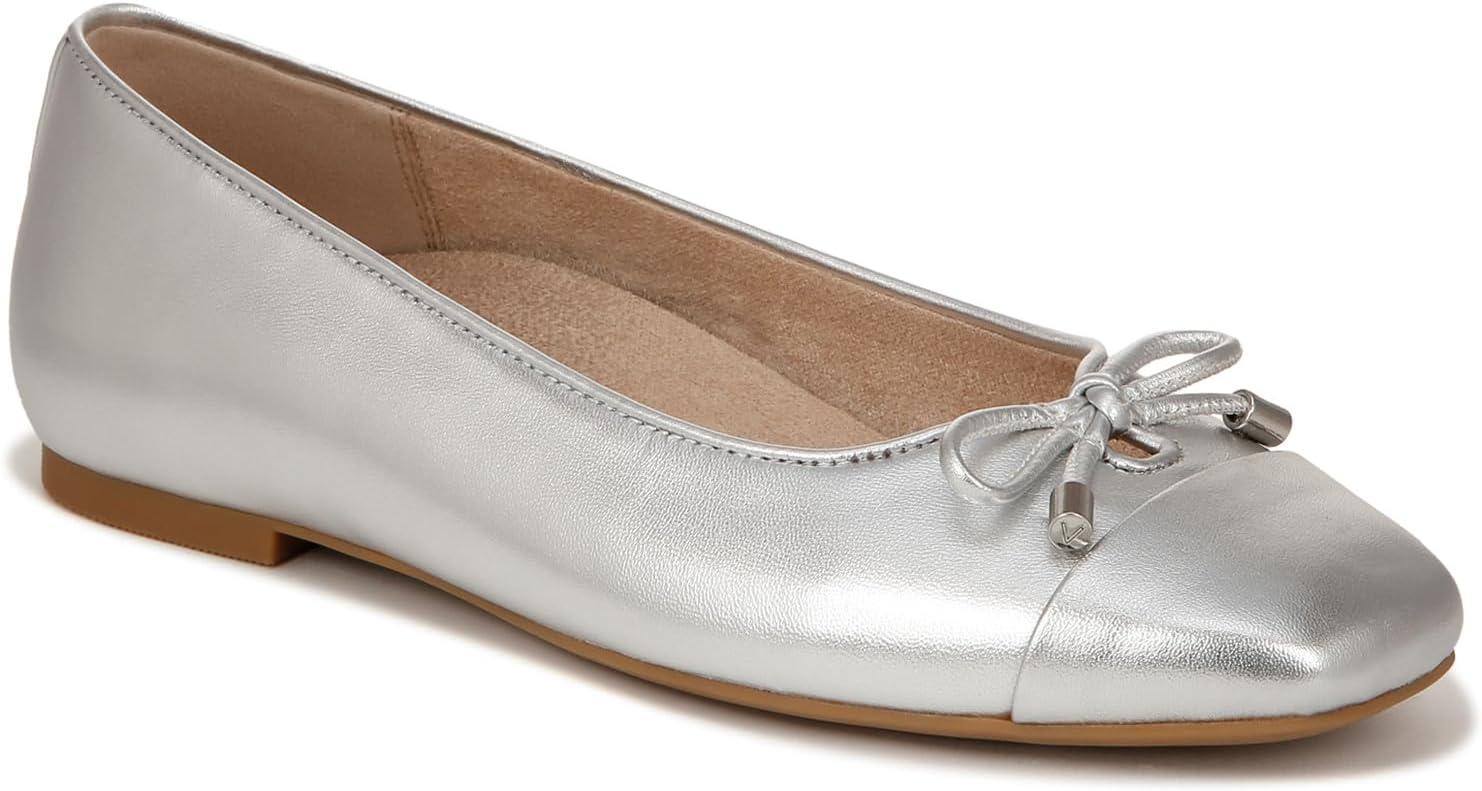 image:imageVionic Womens Klara Ballet Flat Cameo Rose LeatherSilver Metallic Leather