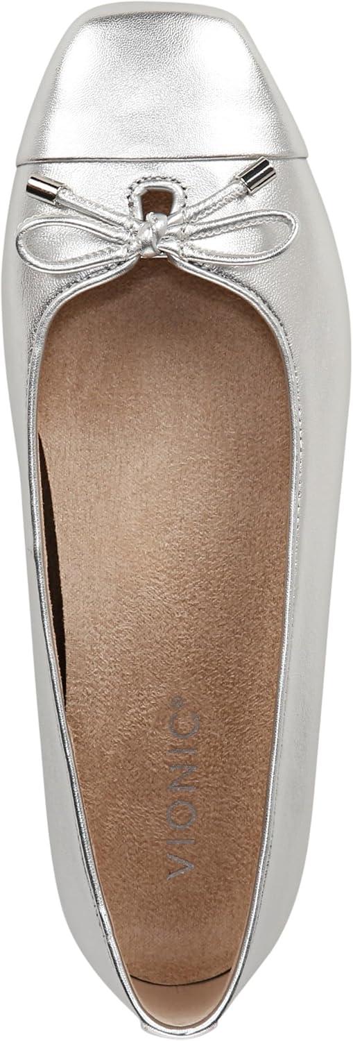 image:imageVionic Womens Klara Ballet Flat Cameo Rose LeatherSilver Metallic Leather