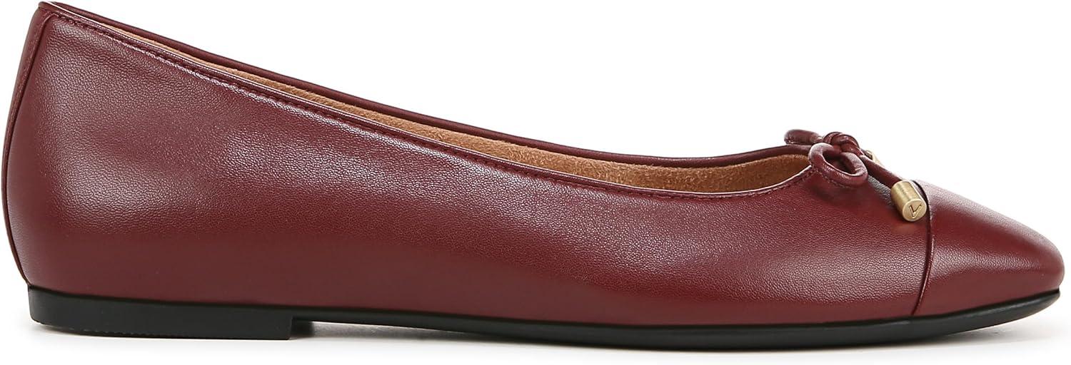 image:imageVionic Womens Klara Ballet Flat Cameo Rose LeatherSyrah Burgundy Leather