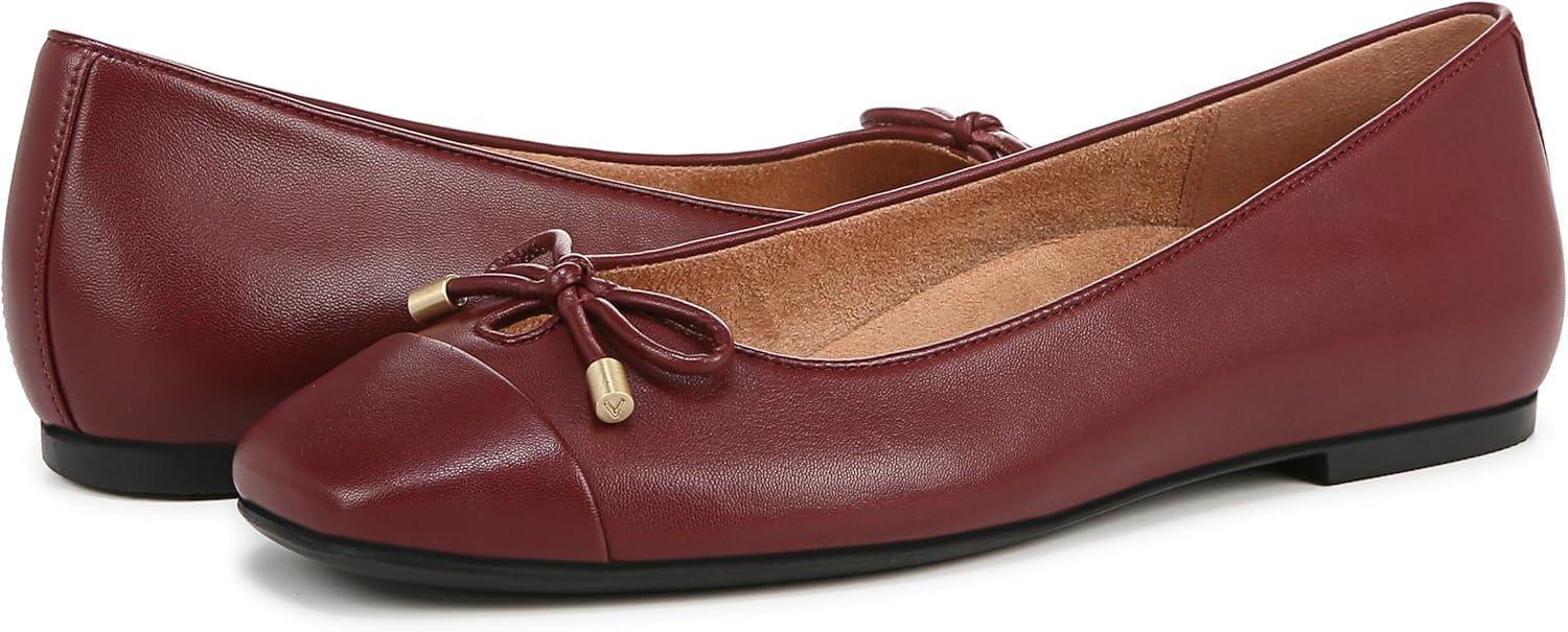 image:imageVionic Womens Klara Ballet Flat Cameo Rose LeatherSyrah Burgundy Leather