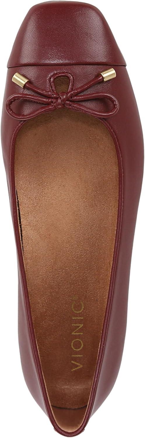 image:imageVionic Womens Klara Ballet Flat Cameo Rose LeatherSyrah Burgundy Leather