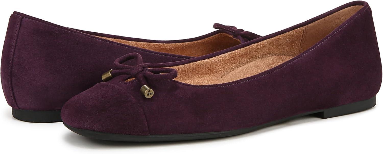 image:imageVionic Womens Klara Ballet Flat Cameo Rose LeatherWinter Plum Suede