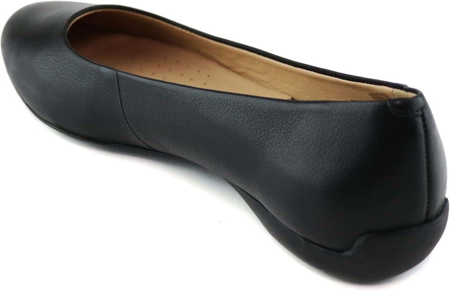 image:imageWomens Genuine Leather Comfort Slip on Ballet FlatsBlack Napa