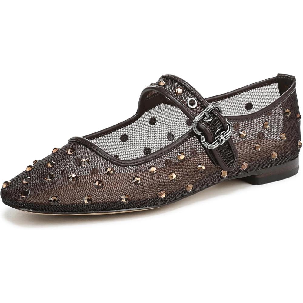 image:imageSam Edelman Womens MichaelaMary Jane FlatCaf Noir Glitz Mesh
