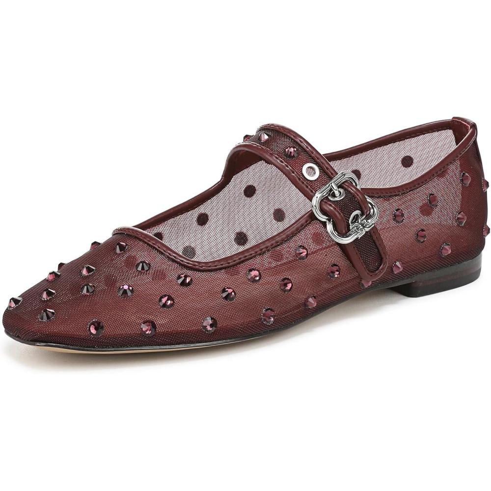image:imageSam Edelman Womens MichaelaMary Jane FlatFrench Merlot Glitz Mesh