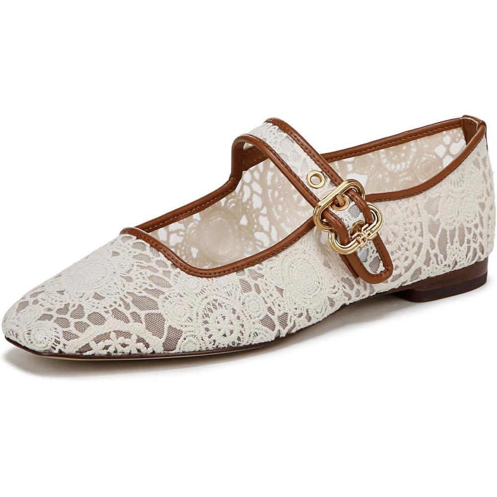 image:imageSam Edelman Womens MichaelaMary Jane FlatNatural Floral Crochet