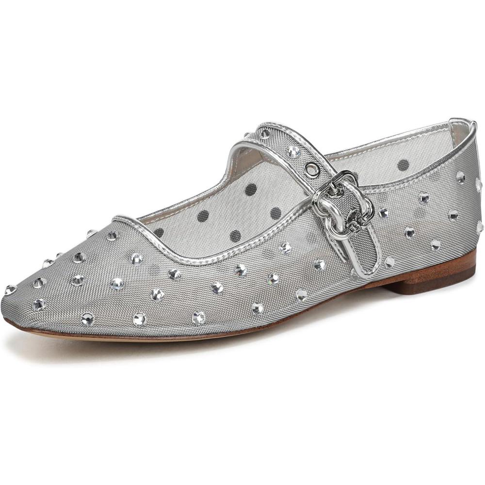 image:imageSam Edelman Womens MichaelaMary Jane FlatSoft Silver Glitz Mesh