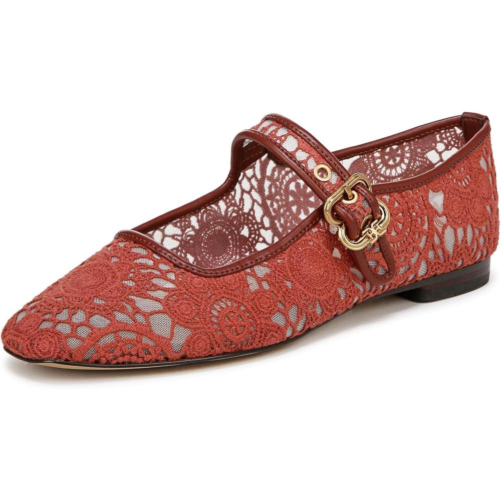 image:imageSam Edelman Womens MichaelaMary Jane FlatWarm Sienna Floral Crochet