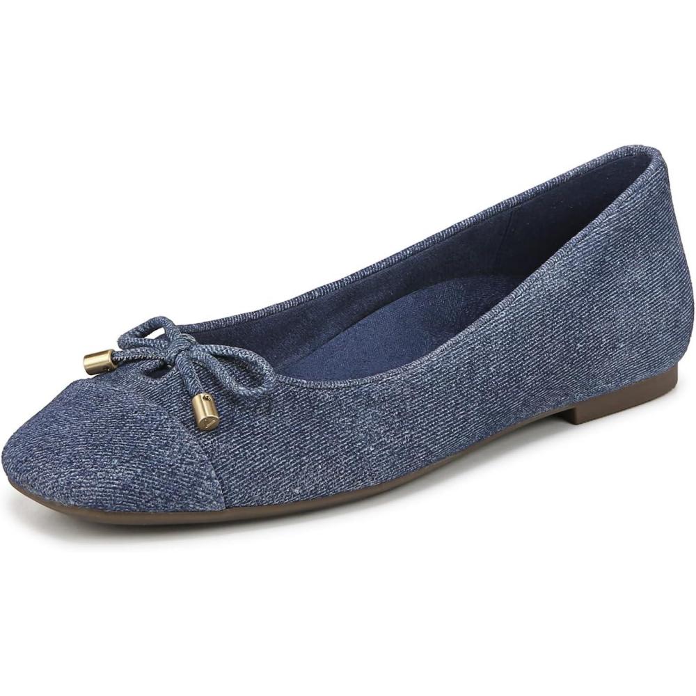 image:imageVionic Womens Klara Ballet Flat Cameo Rose LeatherDenim Blue Suede