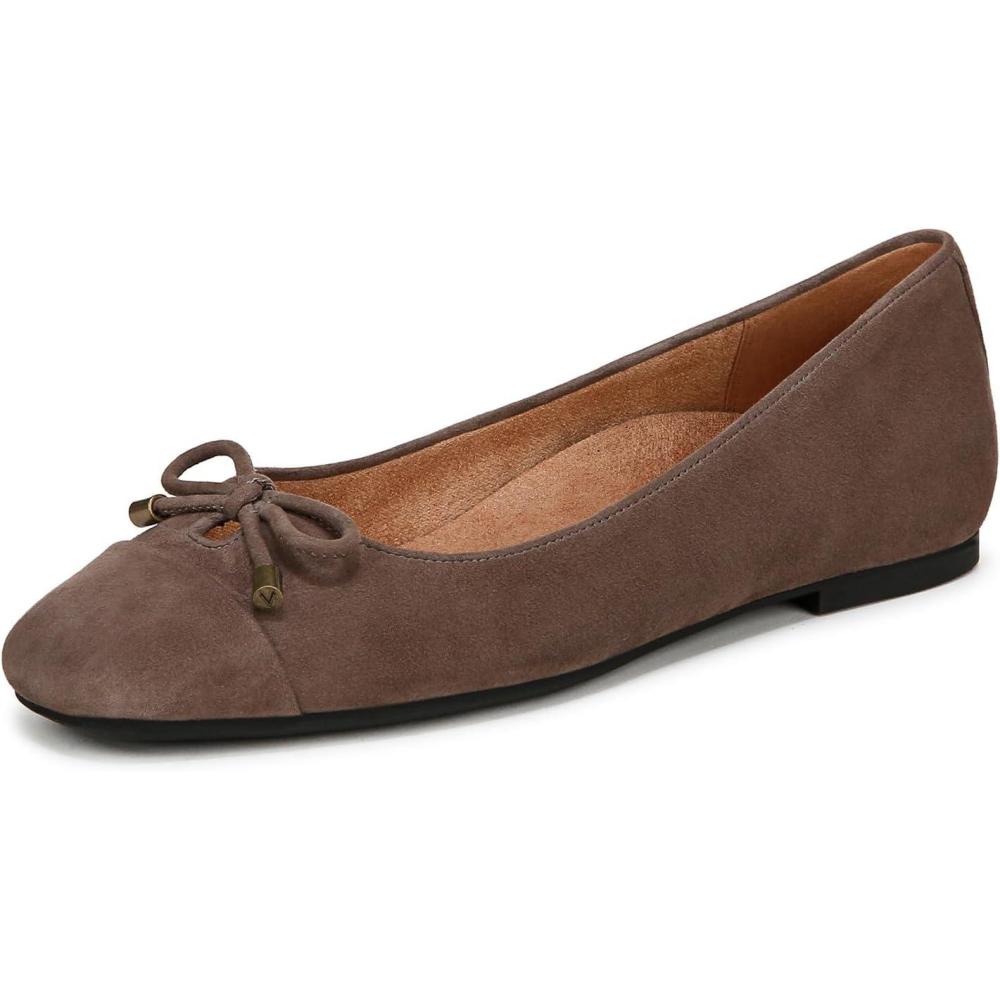 image:imageVionic Womens Klara Ballet Flat Cameo Rose LeatherDriftwood Suede