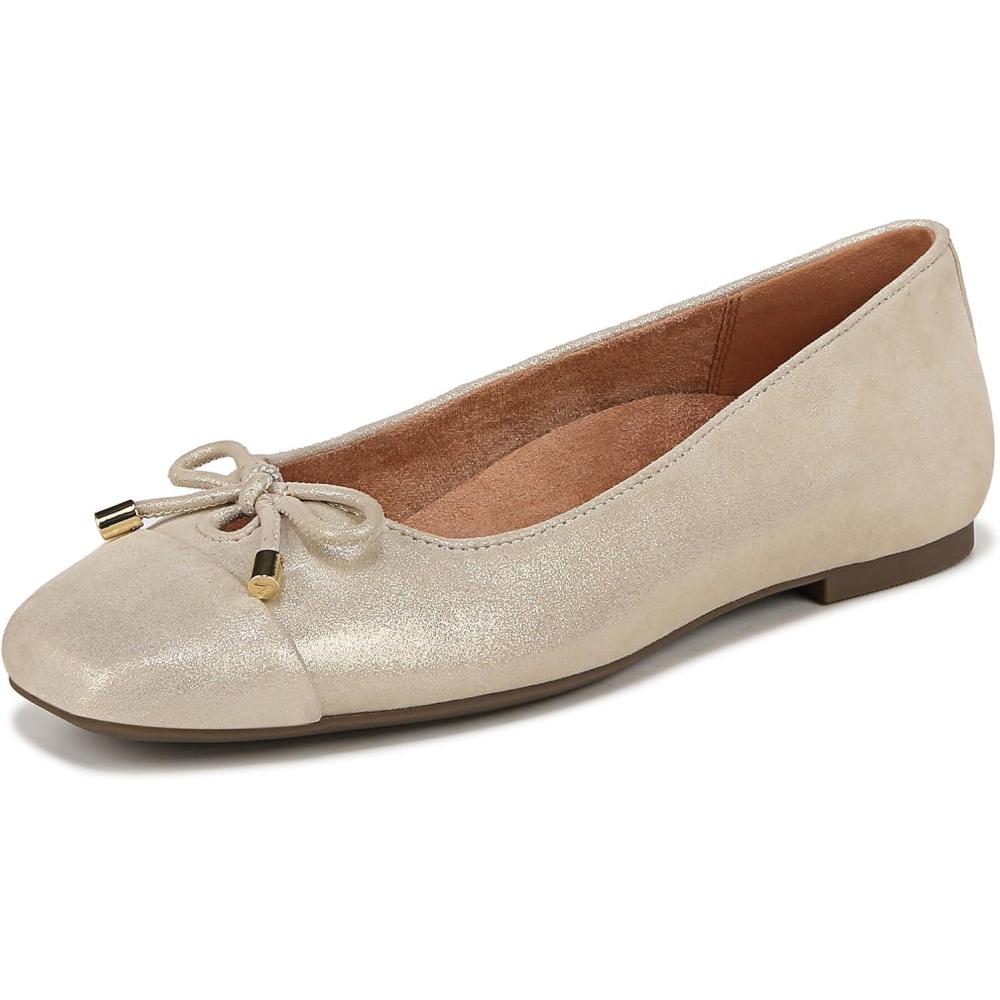 image:imageVionic Womens Klara Ballet Flat Cameo Rose LeatherGold Metallic Leather