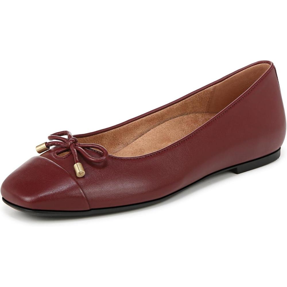 image:imageVionic Womens Klara Ballet Flat Cameo Rose LeatherSyrah Burgundy Leather