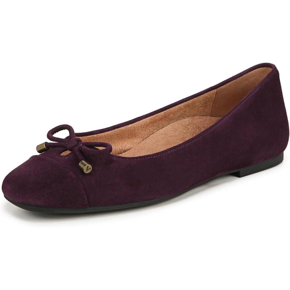 image:imageVionic Womens Klara Ballet Flat Cameo Rose LeatherWinter Plum Suede
