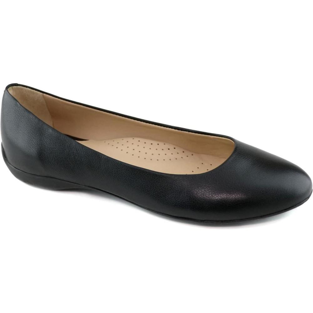 image:imageWomens Genuine Leather Comfort Slip on Ballet FlatsBlack Napa