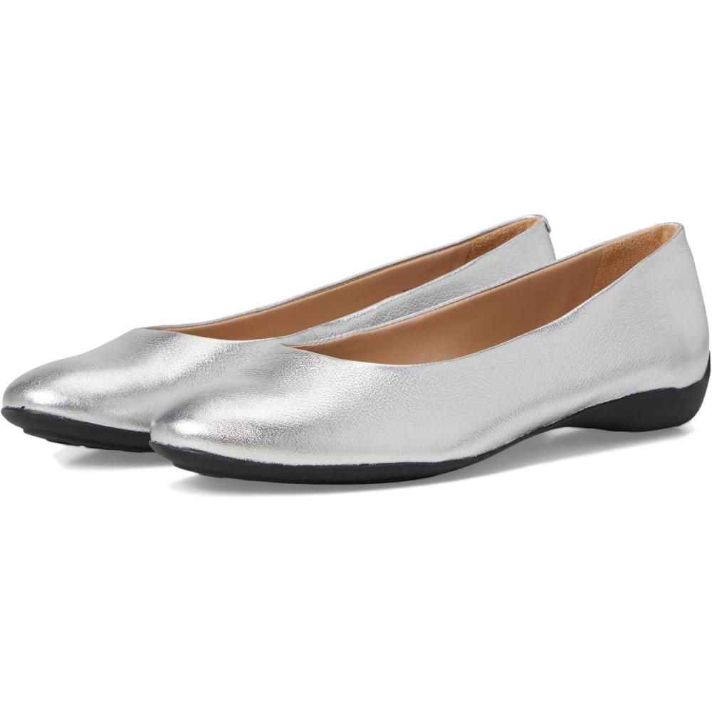 image:imageWomens Genuine Leather Comfort Slip on Ballet FlatsSilver Metallic Napa