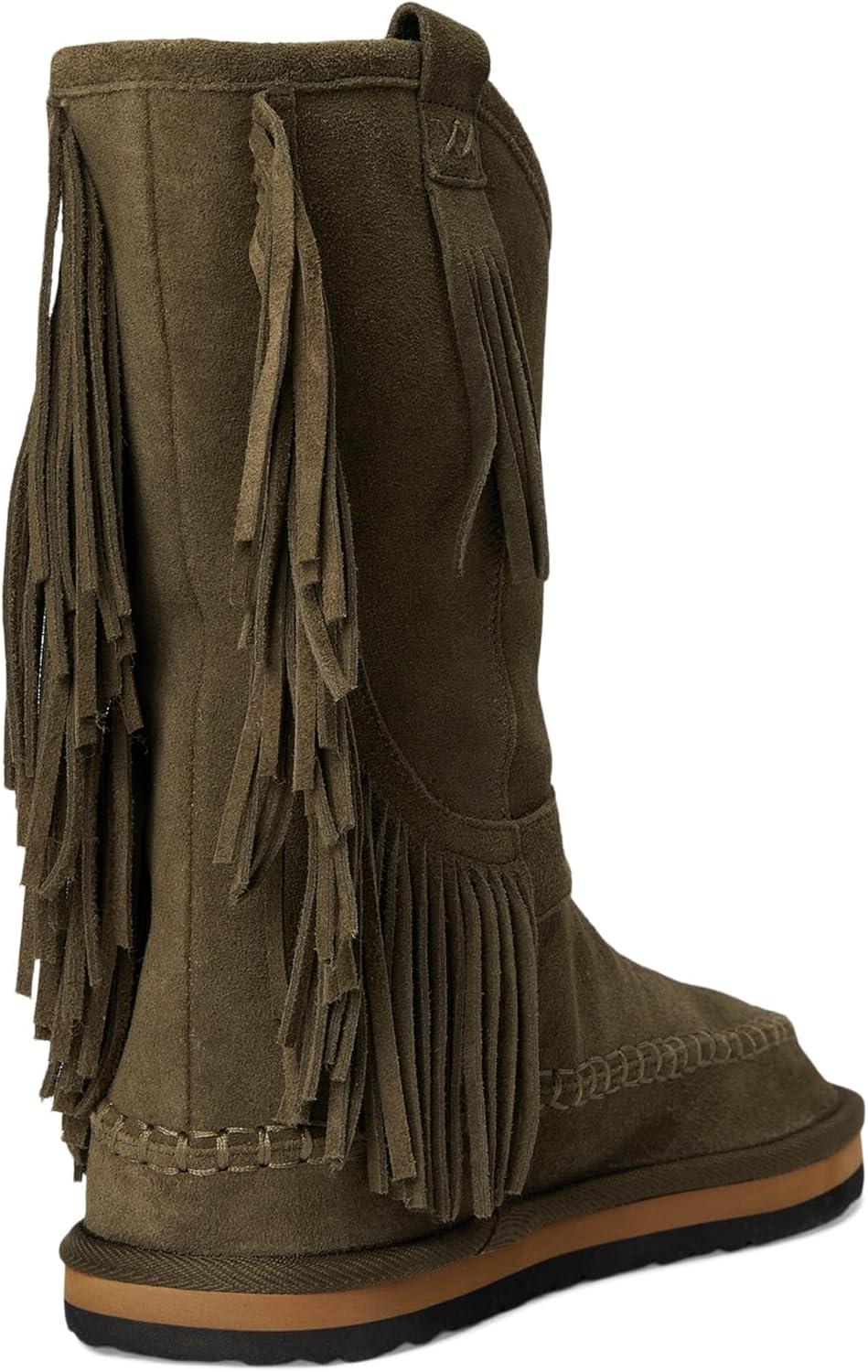 image:imageFree People Womens Faye Fringe Pull On Slipper BootsMilitary Olive Suede