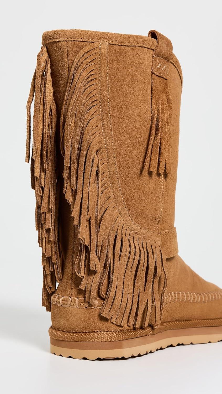image:imageFree People Womens Faye Fringe Pull On Slipper BootsToffee Suede