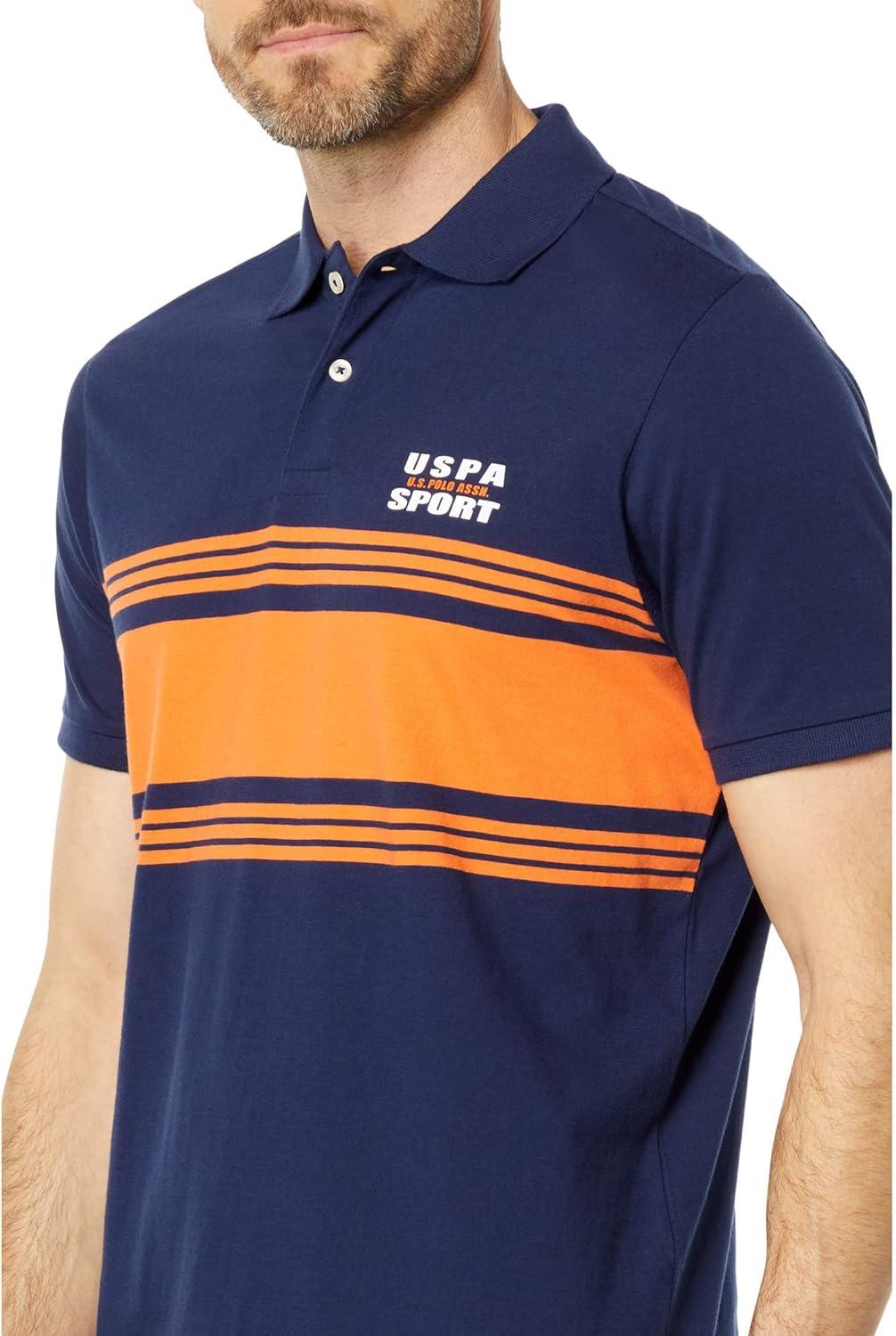 image:imageUS POLO ASSN Engineered Stripe Short Sleeve Knit PoloClassic Navy